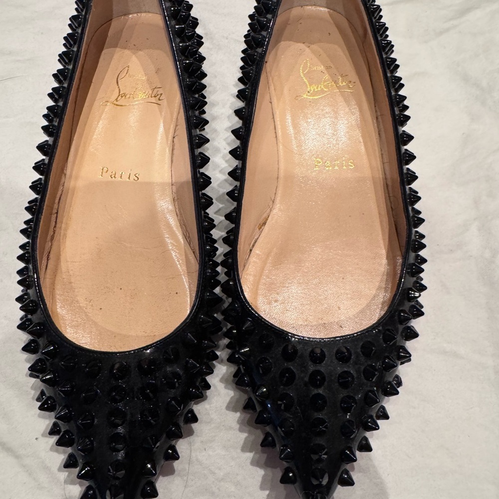 Christian Louboutin Black Spiked Flats